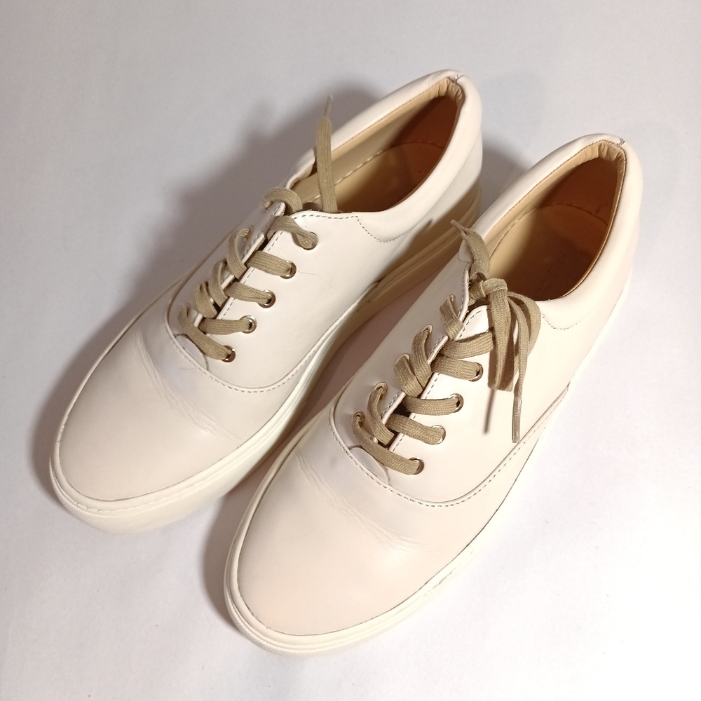 Nisolo Leather Vibram Sole Sneakers Everyday Bone Lace Up Casual Shoes  Size 9